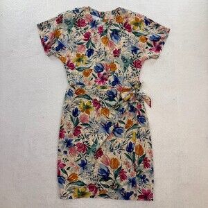 Vintage Retro Maggy London By Kenneth Nolan 100% Silk Boho Mod Floral Dress Sz 4